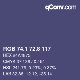 Color code: RGB 74.1 72.8 117 | qconv.com