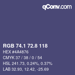 カラーコード: RGB 74.1 72.8 118 | qconv.com