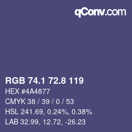 カラーコード: RGB 74.1 72.8 119 | qconv.com