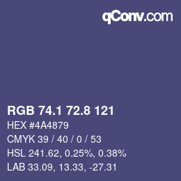 カラーコード: RGB 74.1 72.8 121 | qconv.com