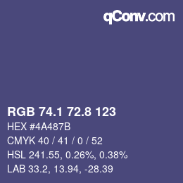 Color code: RGB 74.1 72.8 123 | qconv.com