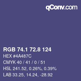 カラーコード: RGB 74.1 72.8 124 | qconv.com