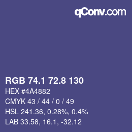 Farbcode: RGB 74.1 72.8 130 | qconv.com