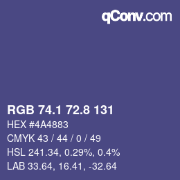 Color code: RGB 74.1 72.8 131 | qconv.com