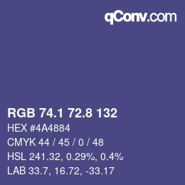 Color code: RGB 74.1 72.8 132 | qconv.com