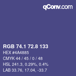 Farbcode: RGB 74.1 72.8 133 | qconv.com