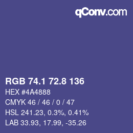 Farbcode: RGB 74.1 72.8 136 | qconv.com