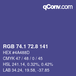 カラーコード: RGB 74.1 72.8 141 | qconv.com