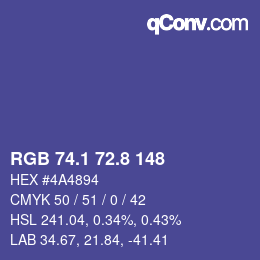 カラーコード: RGB 74.1 72.8 148 | qconv.com