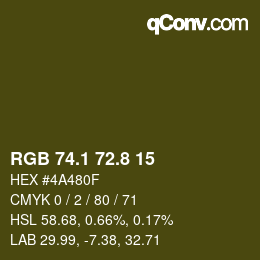カラーコード: RGB 74.1 72.8 15 | qconv.com