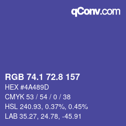 カラーコード: RGB 74.1 72.8 157 | qconv.com