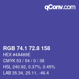 カラーコード: RGB 74.1 72.8 158 | qconv.com