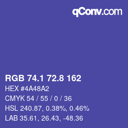 カラーコード: RGB 74.1 72.8 162 | qconv.com