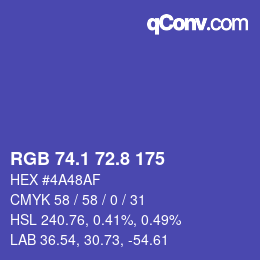 カラーコード: RGB 74.1 72.8 175 | qconv.com