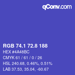 カラーコード: RGB 74.1 72.8 188 | qconv.com