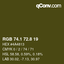 Farbcode: RGB 74.1 72.8 19 | qconv.com