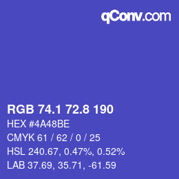 カラーコード: RGB 74.1 72.8 190 | qconv.com