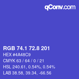 カラーコード: RGB 74.1 72.8 201 | qconv.com