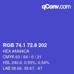 カラーコード: RGB 74.1 72.8 202 | qconv.com