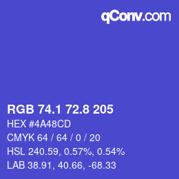 カラーコード: RGB 74.1 72.8 205 | qconv.com