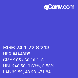 カラーコード: RGB 74.1 72.8 213 | qconv.com