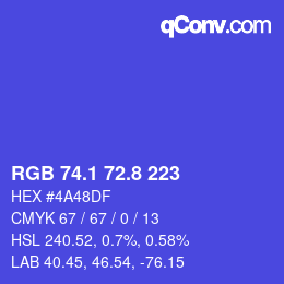 カラーコード: RGB 74.1 72.8 223 | qconv.com