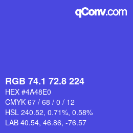 カラーコード: RGB 74.1 72.8 224 | qconv.com