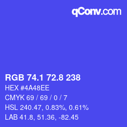 カラーコード: RGB 74.1 72.8 238 | qconv.com