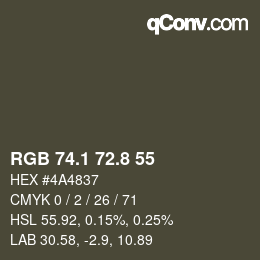 Color code: RGB 74.1 72.8 55 | qconv.com