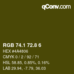カラーコード: RGB 74.1 72.8 6 | qconv.com