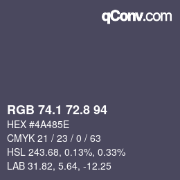 Color code: RGB 74.1 72.8 94 | qconv.com