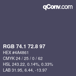 Color code: RGB 74.1 72.8 97 | qconv.com