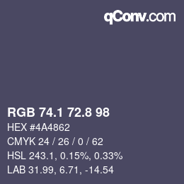 Color code: RGB 74.1 72.8 98 | qconv.com