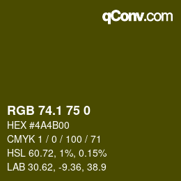 カラーコード: RGB 74.1 75 0 | qconv.com