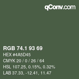 カラーコード: RGB 74.1 93 69 | qconv.com