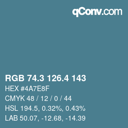カラーコード: RGB 74.3 126.4 143 | qconv.com