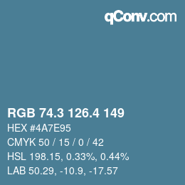 カラーコード: RGB 74.3 126.4 149 | qconv.com