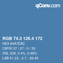 カラーコード: RGB 74.3 126.4 172 | qconv.com
