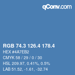 カラーコード: RGB 74.3 126.4 178.4 | qconv.com
