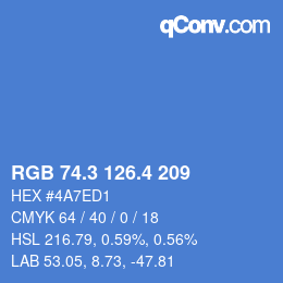 カラーコード: RGB 74.3 126.4 209 | qconv.com
