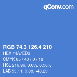 カラーコード: RGB 74.3 126.4 210 | qconv.com