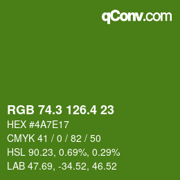 カラーコード: RGB 74.3 126.4 23 | qconv.com