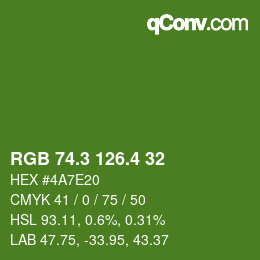 カラーコード: RGB 74.3 126.4 32 | qconv.com