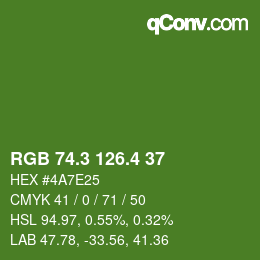 カラーコード: RGB 74.3 126.4 37 | qconv.com