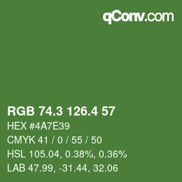 カラーコード: RGB 74.3 126.4 57 | qconv.com