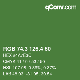 カラーコード: RGB 74.3 126.4 60 | qconv.com