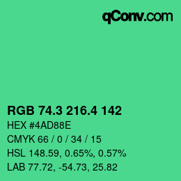 カラーコード: RGB 74.3 216.4 142 | qconv.com