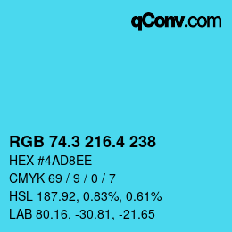カラーコード: RGB 74.3 216.4 238 | qconv.com