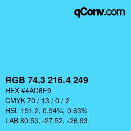 カラーコード: RGB 74.3 216.4 249 | qconv.com