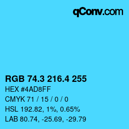 カラーコード: RGB 74.3 216.4 255 | qconv.com